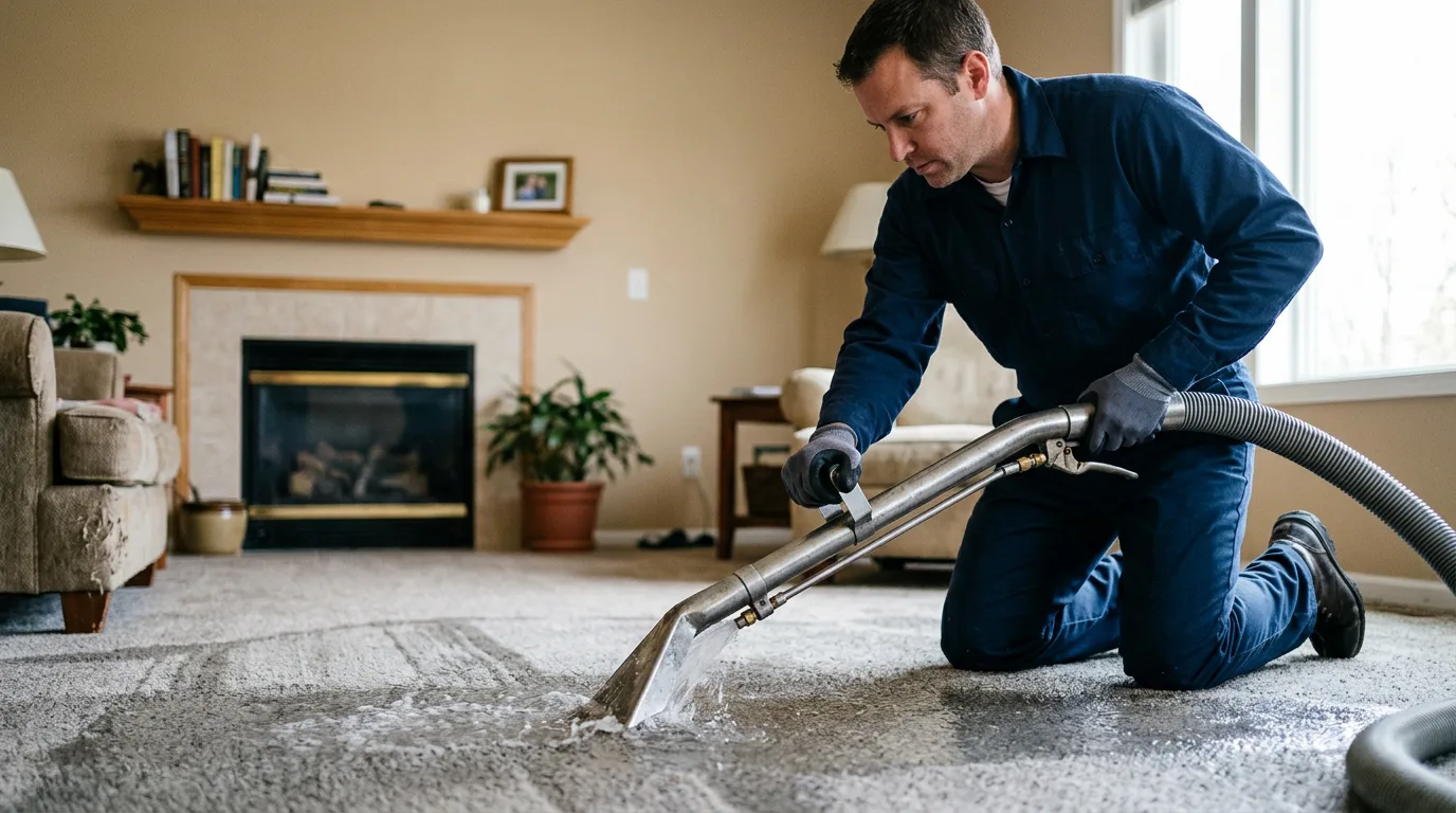 Water damage restoration technician working near Higginson, AR